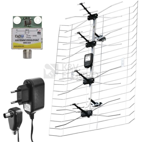  Anténa EMOS EM-025 J0665 25dB DVB-T2 DAB filtr LTE/4G se zdrojem a zesilovačem