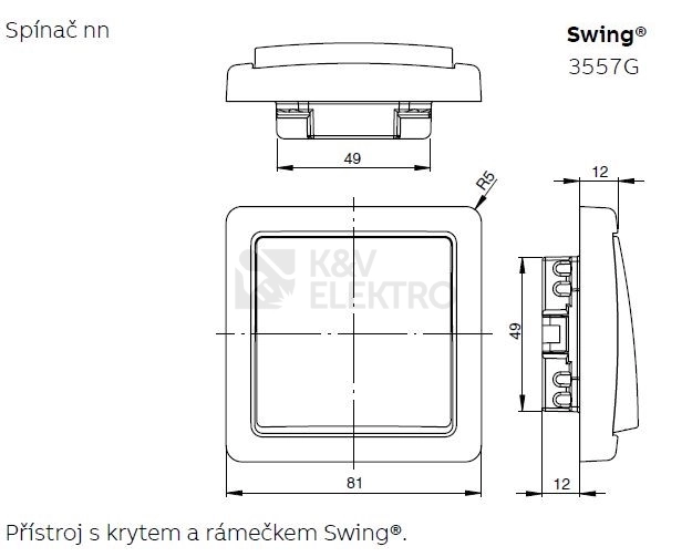 Obrázek produktu ABB Swing (L) žaluziové tlačítko světle šedá 3557G-A88340 S1 2