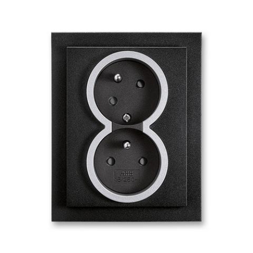 ABB Neo Tech dvojzásuvka onyx/titanová 5513M-C02357 74 s clonkami