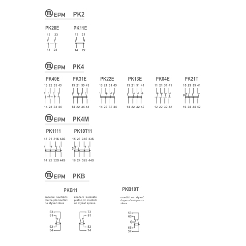 Blok pomocných kontaktů Elektropřístroj PK31E
