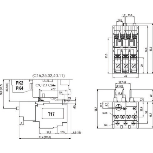 Tepelné nadproudové relé Elektropřístroj T17 I 9A