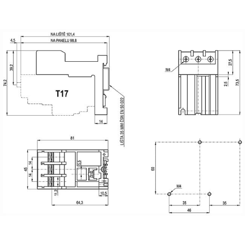 Adaptér H17 k tepelnému relé Elektropřístroj T17