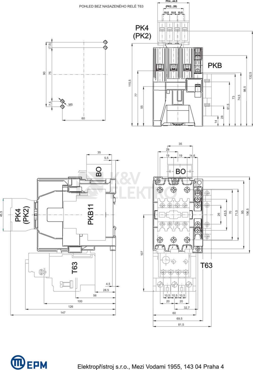 Obrázek produktu Stykač 65A 3P Elektropřístroj C65.11 220-230V/50HZ 1NO+1NC 1