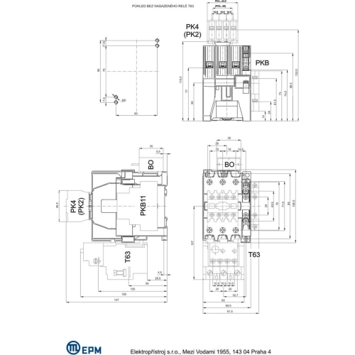 Stykač 50A 3P Elektropřístroj C50.11 220-230V/50HZ 1NO+1NC (obrázek 3)