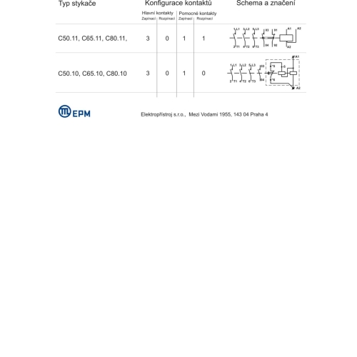 Stykač 50A 3P Elektropřístroj C50.11 220-230V/50HZ 1NO+1NC