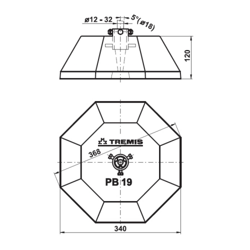 Betonový podstavec 19kg PB19 TREMIS V545