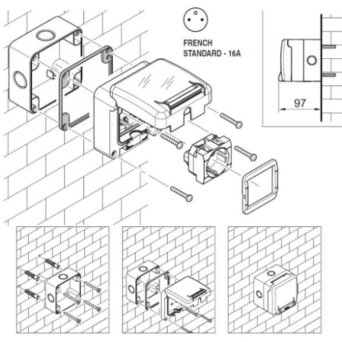 Venkovní zásuvka SCAME PROTECTA IP66 137.6411