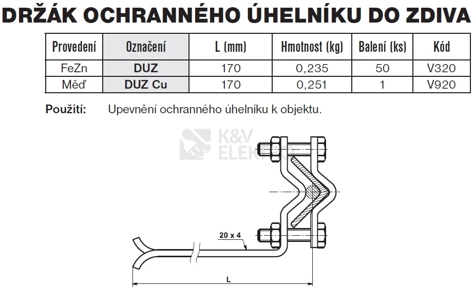 Obrázek produktu Držák ochranného úhelníku do zdiva DUZ TREMIS V320 1