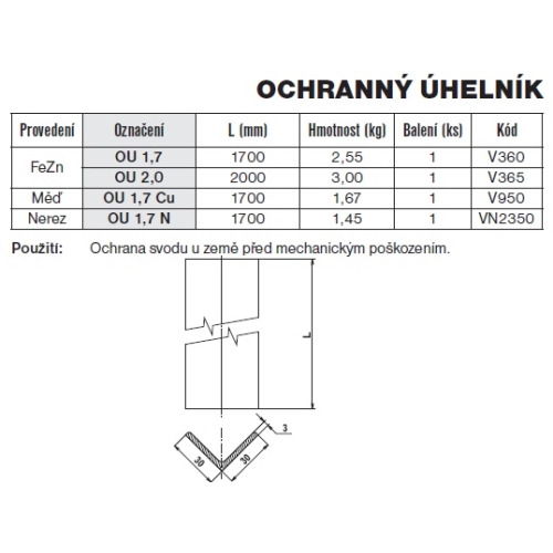 Ochranný úhelník OU 1,7 TREMIS V360