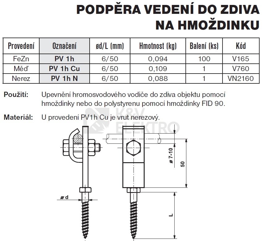 Obrázek produktu Podpěra vedení na hmoždinku PV 1h TREMIS V165 1