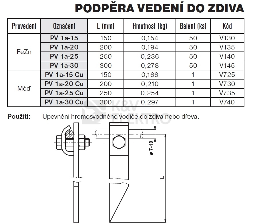 Obrázek produktu Podpěra vedení do zdiva PV 1a-15 TREMIS V130 1