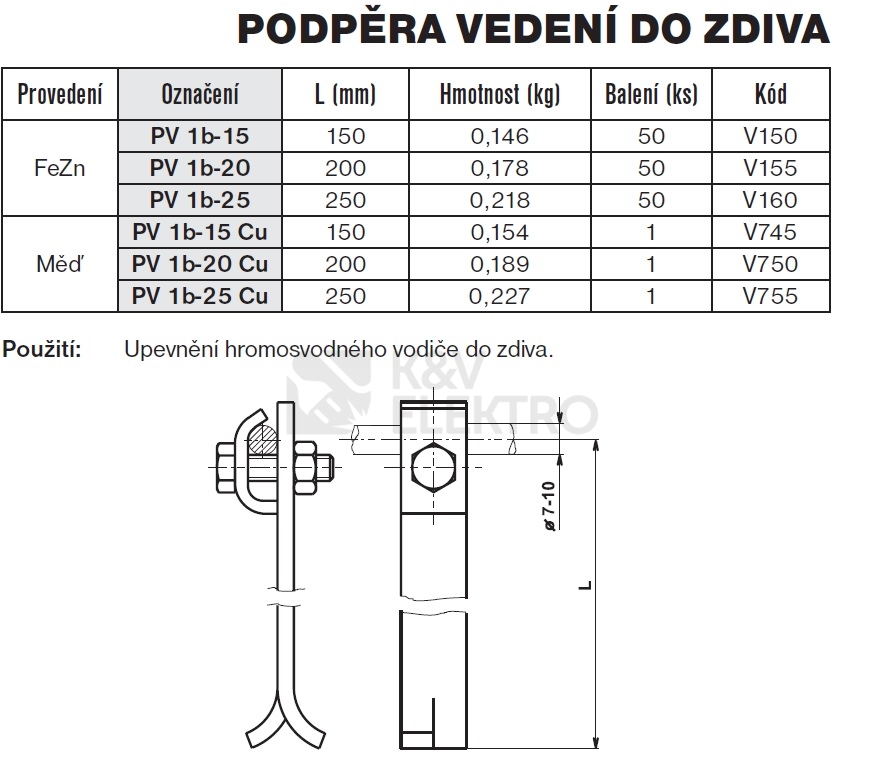 Obrázek produktu Podpěra vedení do zdiva FeZn PV 1b-25 TREMIS V160 1