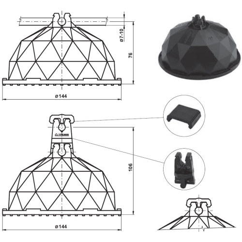 Podpěra vedení na ploché střechy PV 21c TREMIS V250