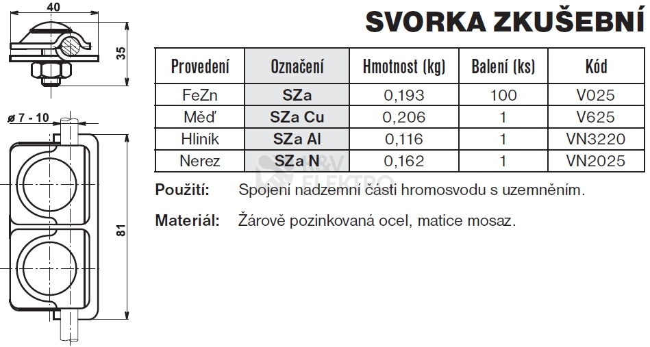 Obrázek produktu Svorka zkušební SZa TREMIS V025 1