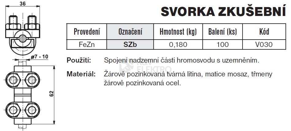 Obrázek produktu Svorka zkušební SZb TREMIS V030 1