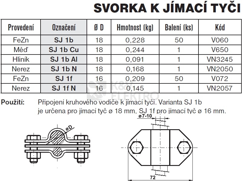 Obrázek produktu Svorka k jímací tyči SJ 1b TREMIS V060 1