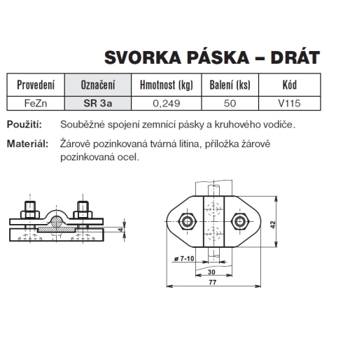 Svorka páska-drát SR 3a TREMIS V115