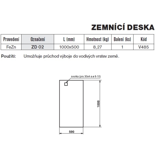 Zemnící deska ZD 02 /1000×500/ TREMIS V485