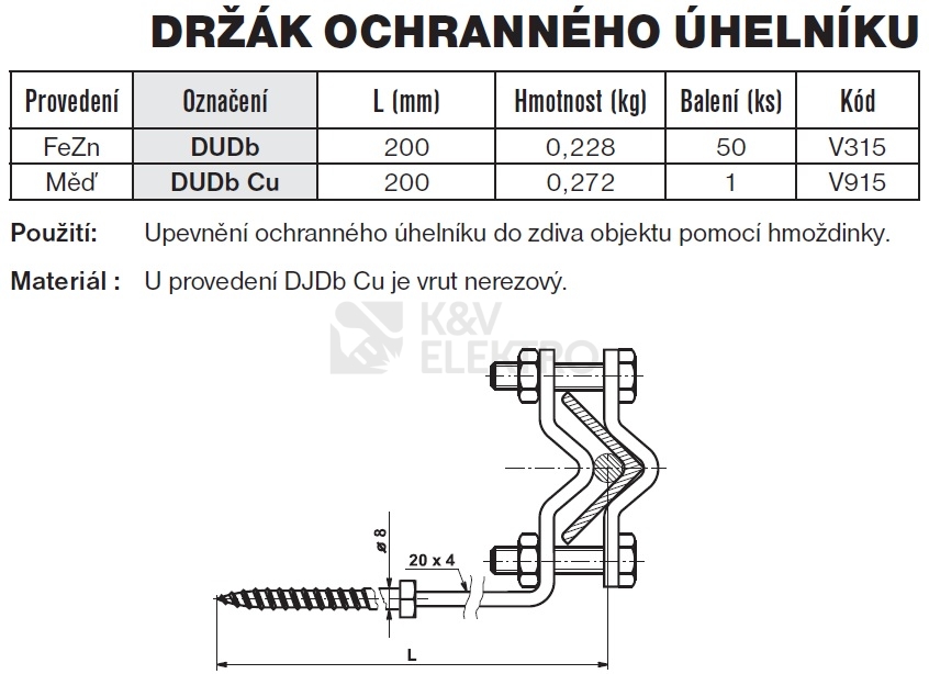 Obrázek produktu Držák ochranného úhelníku do dřeva měď DUDb CU TREMIS V915 1