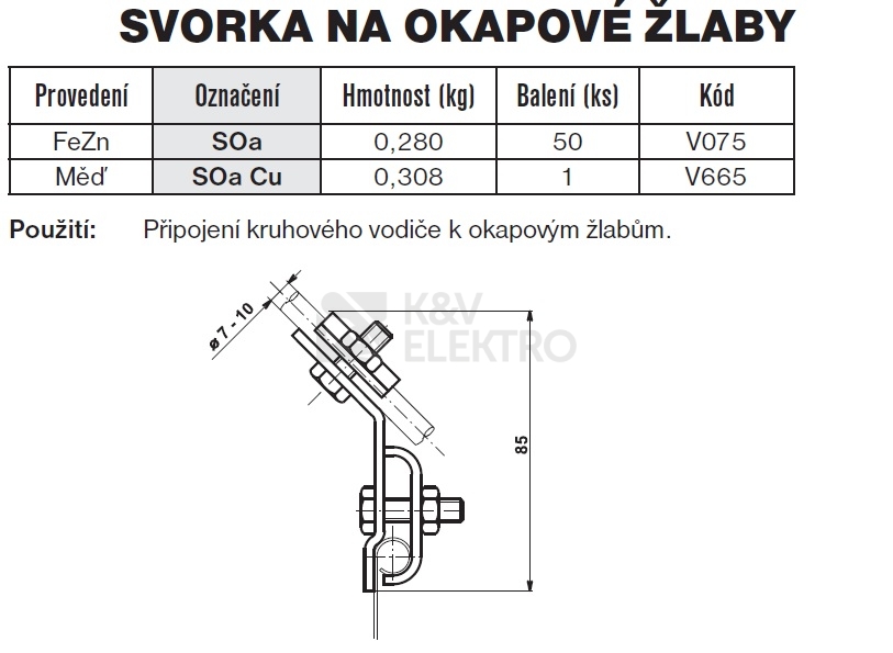 Obrázek produktu Svorka na okapové žlaby SOa TREMIS V075 1