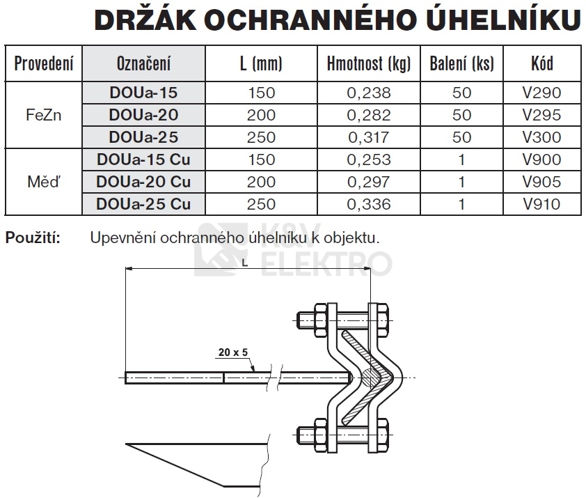 Obrázek produktu Držák ochranného úhelníku měď DOUa 20 Cu TREMIS V905 1
