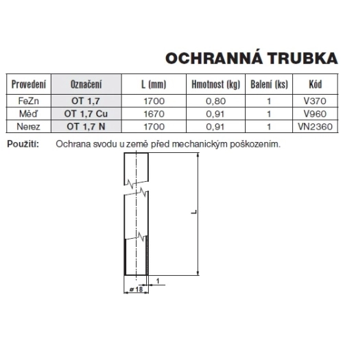 Ochranná trubka nerez OT 1,7 N TREMIS VN2360 (obrázek 2)