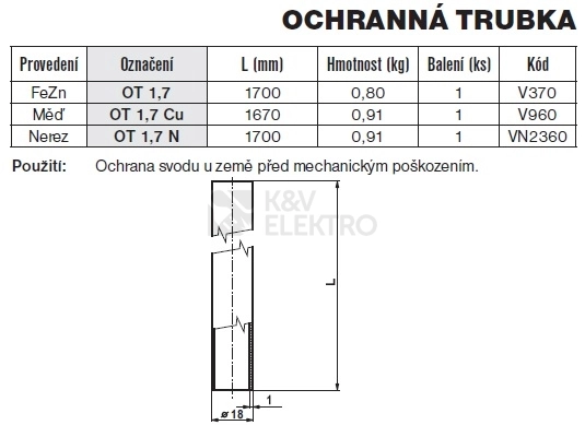 Obrázek produktu Ochranná trubka nerez OT 1,7 N TREMIS VN2360 1