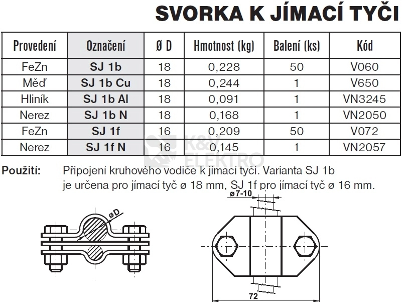 Obrázek produktu Svorka k jímací tyči nerez SJ 1b N TREMIS VN2050 1