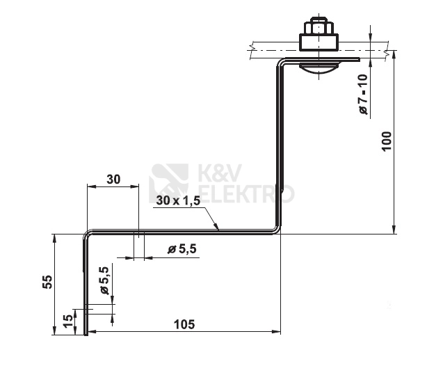 Obrázek produktu Podpěra vedení pod tašky nerez PV 11b N TREMIS VN2170 1