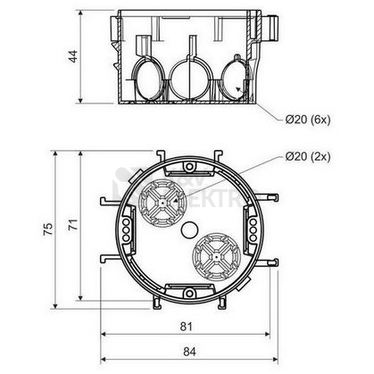 Obrázek produktu Elektroinstalační krabice KOPOS KP 67/2 KA 1