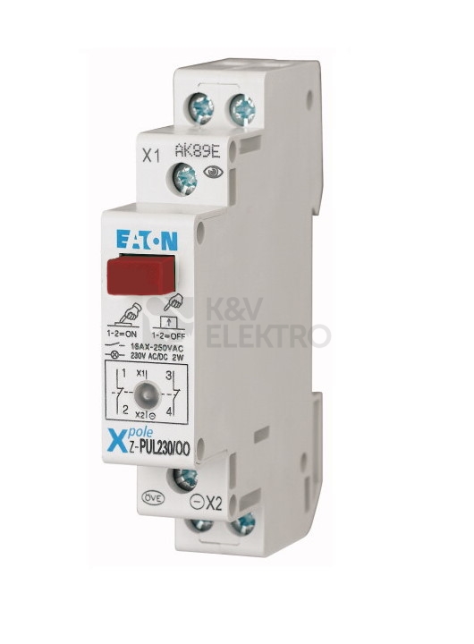 Obrázek produktu Modulové tlačítko EATON Z-PUL230/OO s LED signálkou 2NC 16A 276299 0