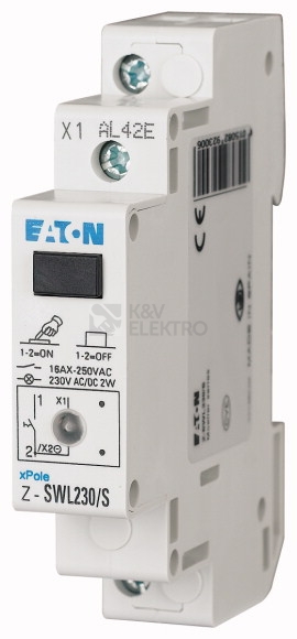 Obrázek produktu Instalační vypínač EATON Z-SWL230/S s LED 1NO 16A 292300 0