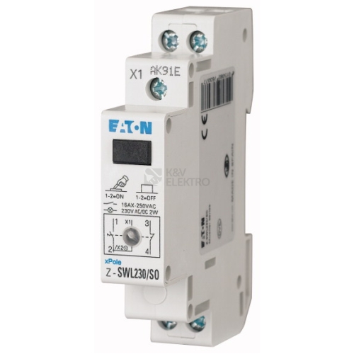 Instalační vypínač EATON Z-SWL230/SO s LED 1NO+1NC 16A 276307