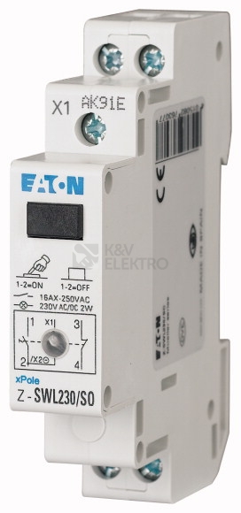 Obrázek produktu Instalační vypínač EATON Z-SWL230/SO s LED 1NO+1NC 16A 276307 0