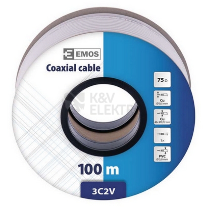Obrázek produktu Koaxiální kabel 3C2V EMOS S5111S bílý 3
