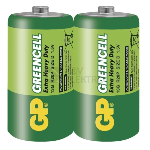 Baterie D GP R20 Greencell (fólie 2ks)