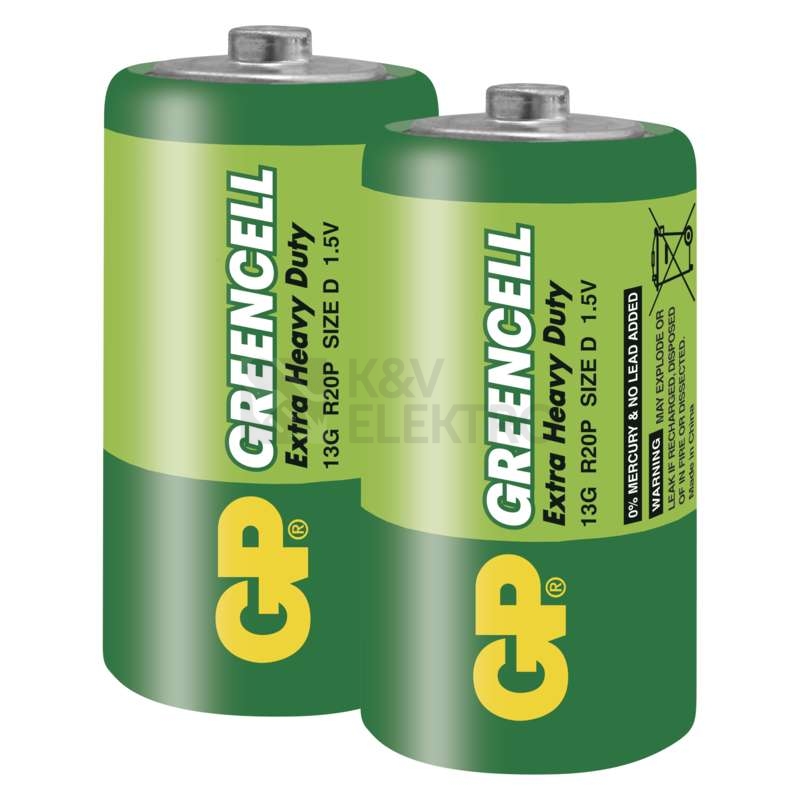Obrázek produktu Baterie D GP R20 Greencell (fólie 2ks) 1