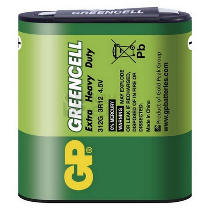 Obrázek produktu  Plochá baterie 4,5V GP 3R12 Greencell 1ks 1012601000 fólie 1