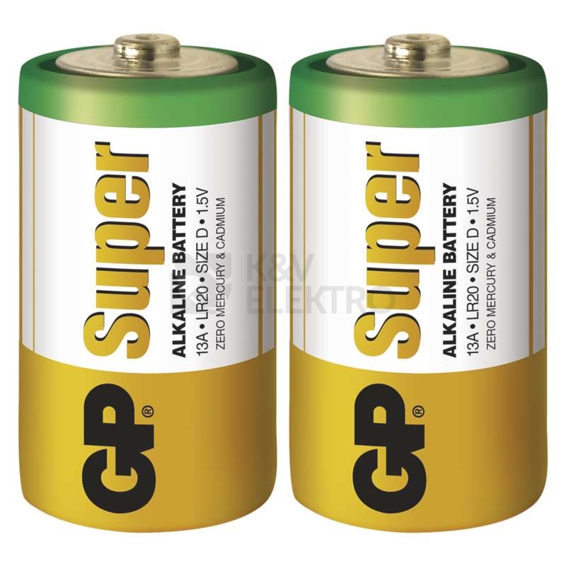 Obrázek produktu Baterie D GP LR20 Super alkalické (fólie 2ks) 0