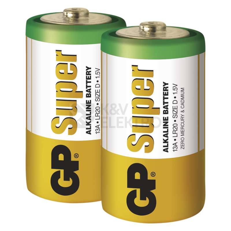 Obrázek produktu Baterie D GP LR20 Super alkalické (fólie 2ks) 1
