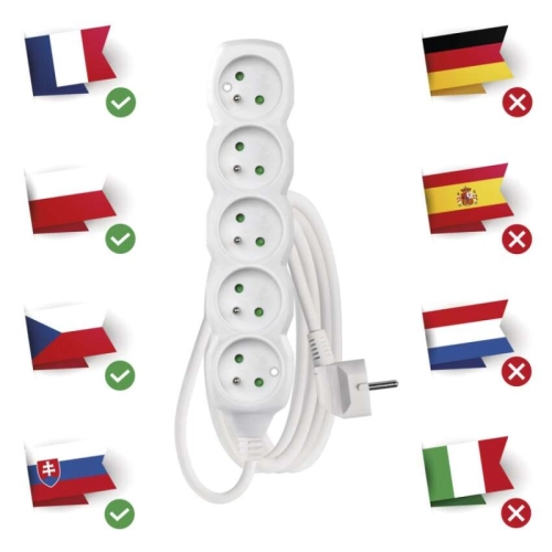 Prodlužovací kabel EMOS P0512 2m/5zásuvek bílá 1902050200 (obrázek 3)