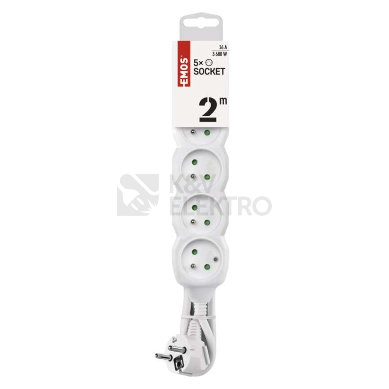 Obrázek produktu Prodlužovací kabel EMOS P0512 2m/5zásuvek bílá 1902050200 1