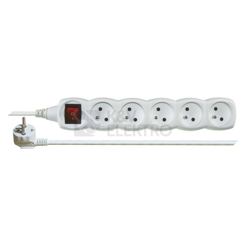 Obrázek produktu Prodlužovací kabel EMOS 2m/5zásuvek s vypínačem bílá P1512 1902150200 0