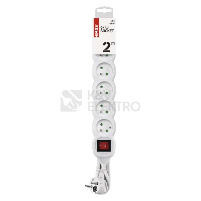 Obrázek produktu Prodlužovací kabel EMOS P1612 2m/6zásuvek s vypínačem bílá 1902160200 1