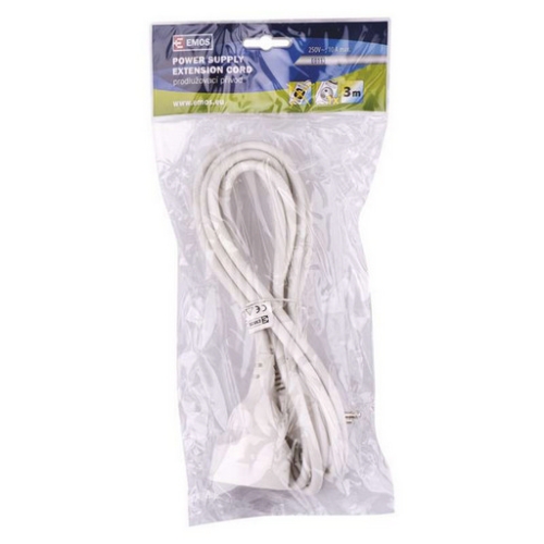 Prodlužovací kabel EMOS 3m/1zásuvka bílá P0113 1901010300