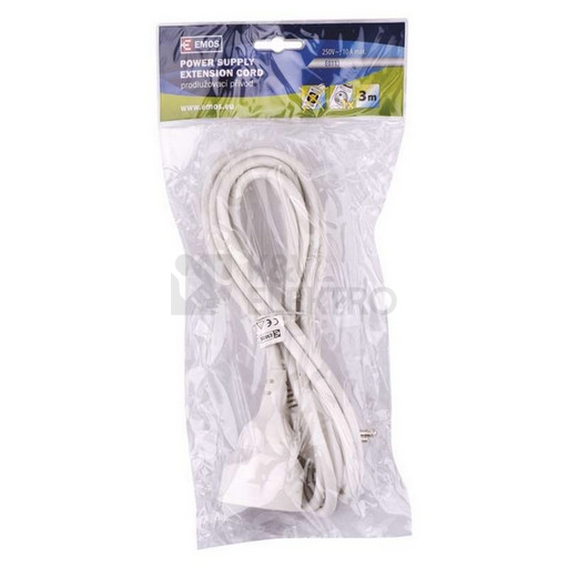 Obrázek produktu Prodlužovací kabel EMOS 3m/1zásuvka bílá P0113 1901010300 1