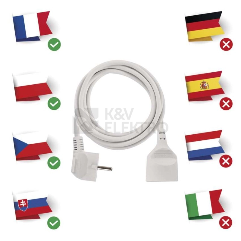 Obrázek produktu Prodlužovací kabel EMOS 3m/1zásuvka bílá P0113 1901010300 3