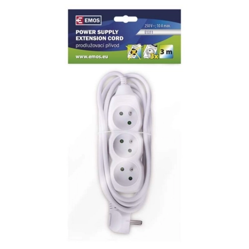 Prodlužovací kabel EMOS 3m/3zásuvky bílá P0313 1902030300