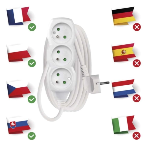 Prodlužovací kabel EMOS 3m/3zásuvky bílá P0313 1902030300 (obrázek 3)