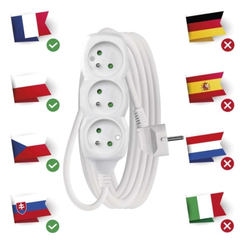 Prodlužovací kabel EMOS 5m/3zásuvky bílá P0315 1902030500 (obrázek 3)